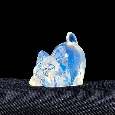 Opalite Carved Cat Figurines PW-WG27692-04-1