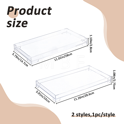 2Pcs 2 Styles Rectangle Acrylic Jewelry Display Trays AJEW-FH0008-73-1