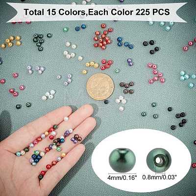 15 Color Glass Pearl Beads HY-X0008-4mm-1