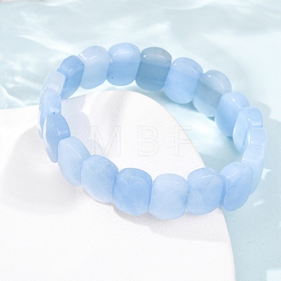 Dyed Natural White Jade Beaded Stretch Bracelets for Unisex G-K303-01K-02-1
