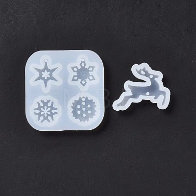 2Pcs 2 Style Christmas Deer and Snowflake Silicone Pendant Molds DIY-E055-49-1