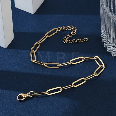 PVD Vacuum Plating 304 Stainless Steel Paperclip Chain Bracelet for Men Women X-BJEW-E031-02G-01-1