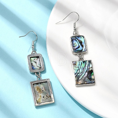 Brass Natural Abalone Shell Dangle Earrings EJEW-F388-01C-P-1