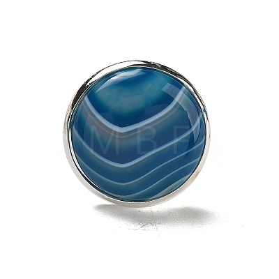 Natural Banded Agate Round Adjustable Rings RJEW-K371-09S-27-1