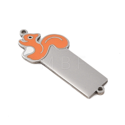 304 Stainless Steel Dark Orange Enamel Connector Charms STAS-P377-12P-1