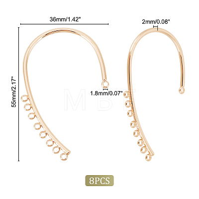 Unicraftale 8Pcs Brass Ear Cuff Findings KK-UN0001-54-1