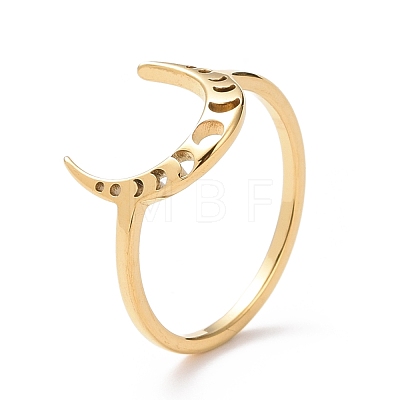 304 Stainless Steel Moon Phase Finger Ring for Women RJEW-A006-07G-1