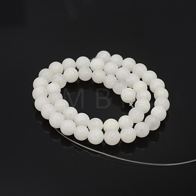 Natural Round White Jade Bead Strands X-G-P070-01-10mm-1