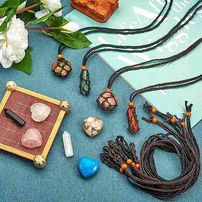 8Pcs 4 Style Adjustable Braided Waxed Cord Macrame Pouch Necklace Making NJEW-SZ0001-48-1