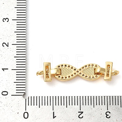 Rack Plating Brass Micro Pave Clear Cubic Zirconia Infinity Links Connector Charms KK-K385-103G-1