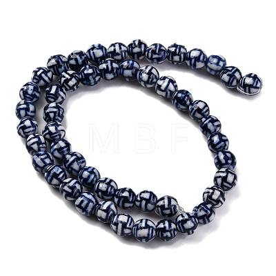 Handmade Blue and White Porcelain Beads Strands PORC-I027-02B-1