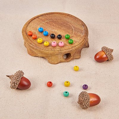 Dyed Eco-Friendly Wood Beads Sets WOOD-PH0003-01-1