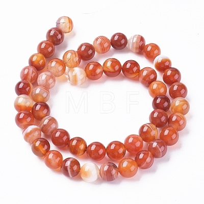 Natural Striped Agate/Banded Agate Beads Strands G-G582-4mm-59-1