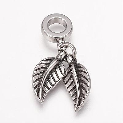 304 Stainless Steel European Dangle Charms OPDL-K001-01AS-1