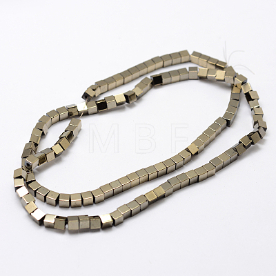 Electroplate Non-magnetic Synthetic Hematite Beads Strands G-J170A-4x4mm-08-1