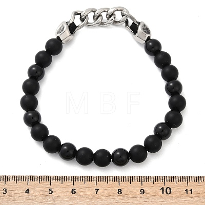 Punk Style Skull 304 Stainless Steel Glass Beads Bracelets for Women Men BJEW-D304-04AS-02-1