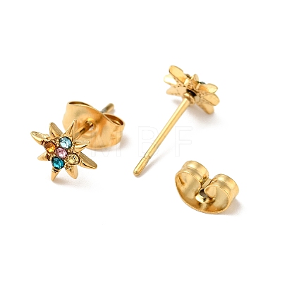 Rhinestone Flower Stud Earrings with 316 Surgical Stainless Steel Pins EJEW-A081-10G-1