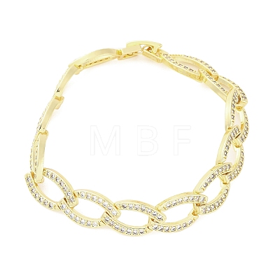 Brass Micro Pave Clear Cubic Zirconia Curb Chain Bracelets for Women BJEW-A034-04A-G-1