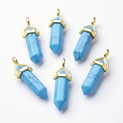 Synthetic Turquoise Double Terminated Pointed Pendants G-G902-C03-1