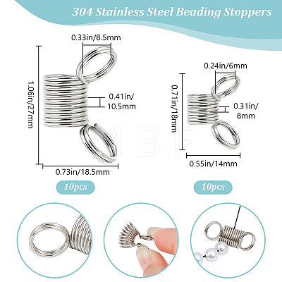 Beebeecraft 20Pcs 2 Style 304 Stainless Steel Beading Stoppers STAS-BBC0004-59-1