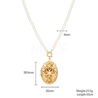Hollow Oval Stainless Steel Pendant Necklace AK0492-1