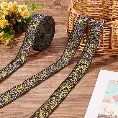 Ethnic Embroidery Polyester Flat Ribbons OCOR-WH0058-52-1