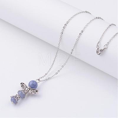 Natural Gemstone Pendant Necklaces NJEW-JN01645-1