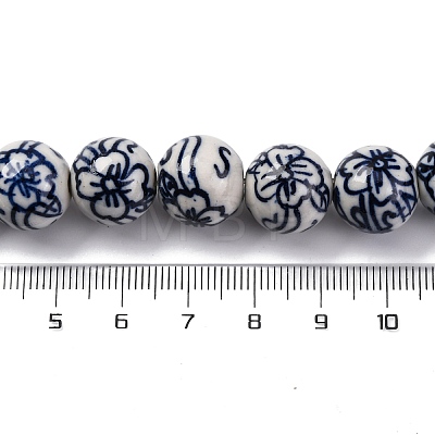 Handmade Blue and White Porcelain Beads Strands PORC-I027-04H-1