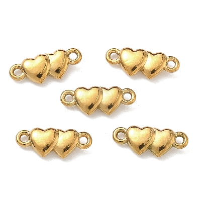 304 Stainless Steel Couple Heart Links Connector Charms STAS-D211-14C-G-1