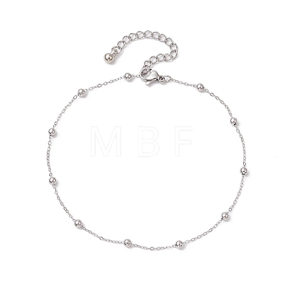 304 Stainless Steel Ball Cable Chain Anklets AJEW-AN00643-02-1