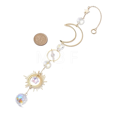 Brass Star Moon Pendant Decorations HJEW-TA00260-1