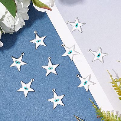  10Pcs 304 Stainless Steel Enamel Pendants STAS-NB0001-27-1