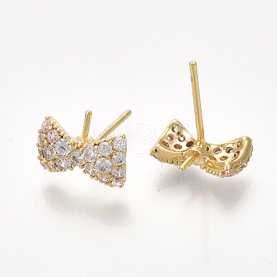 Brass Cubic Zirconia Stud Earring Findings KK-S350-382-1