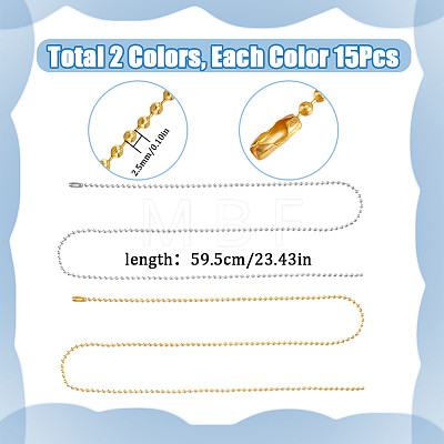 30Pcs 2 Colors Iron Ball Chain Necklace Making MAK-SP0001-06A-1