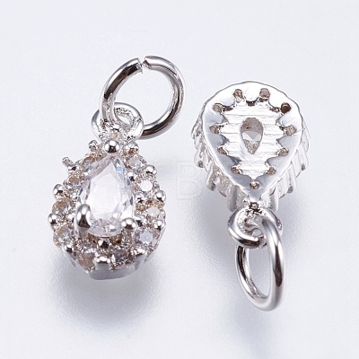 Brass Micro Pave Cubic Zirconia Charms RB-I077-15P-RS-1