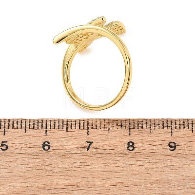 Brass Micro Pave Clear Cubic Zirconia Cuff Rings RJEW-D349-02A-G-1