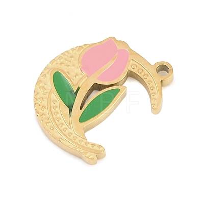 304 Stainless Steel Enamel Pendants STAS-P447-05C-G-1