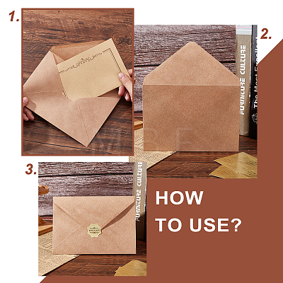 CRASPIRE Gilding Classical Kraft Paper Envelopes with Stickers DIY-CP0004-86A-1