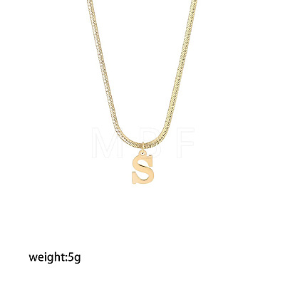316 Surgical Stainless Steel Initial Pendant Flat Snake Chain Necklaces for Women WGC1053-19-1