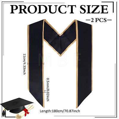 2Pcs Satin Graduation Sash Honor Stole Scarf for Men Women AJEW-MA0001-38C-1