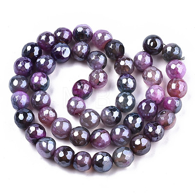 Electroplate Natural Agate Beads Strands G-T131-54J-1