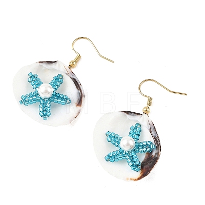 Natural Shell Dangle Earrings EJEW-MZ00754-01-1