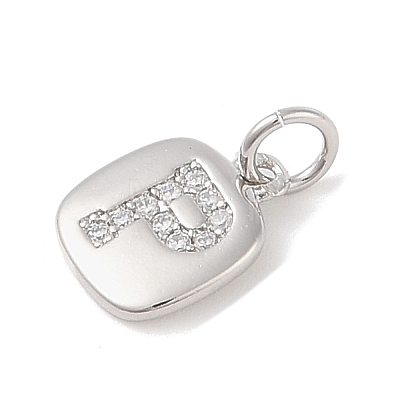Rack Plating Brass Micro Pave CLear Cubic Zirconia Charms KK-E110-14P-P-1
