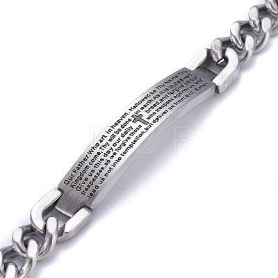 Religion 304 Stainless Steel Cuban Link Chain Bracelets BJEW-P263-H01-P-1
