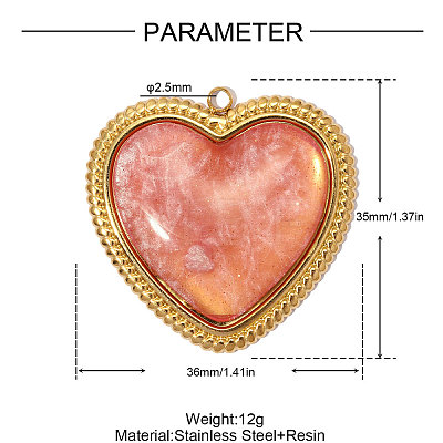 304 Stainless Steel with Resin Pendants RE-A26-05-19-08G-01-1