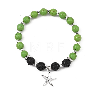 Starfish 304 Stainless Steel Charm Bracelets BJEW-JB14086-1