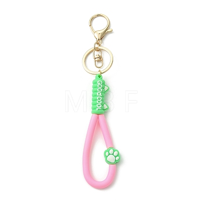 Cat Paw Print PVC & Iron Alloy Lobster Claw Clasp Keychain KEYC-JKC01105-05-1