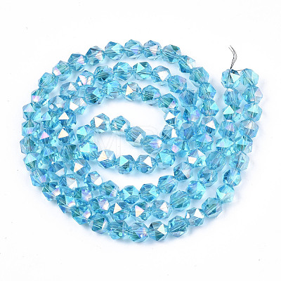 Electroplate Transparent Glass Beads Strands X-EGLA-T019-06G-1