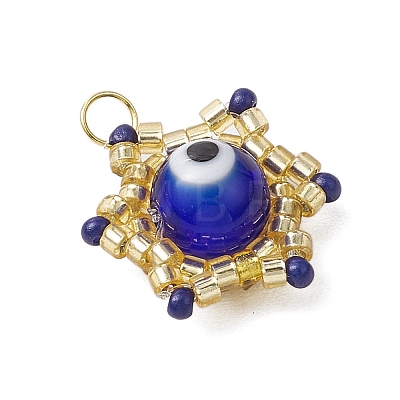 Beaded Star Eye Charms PALLOY-MZ00575-1