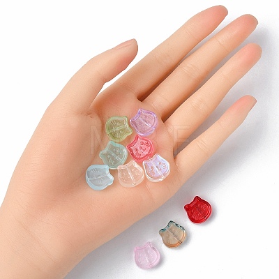 35Pcs Transparent Spray Painted Glass Beads GLAA-YW0001-67-1